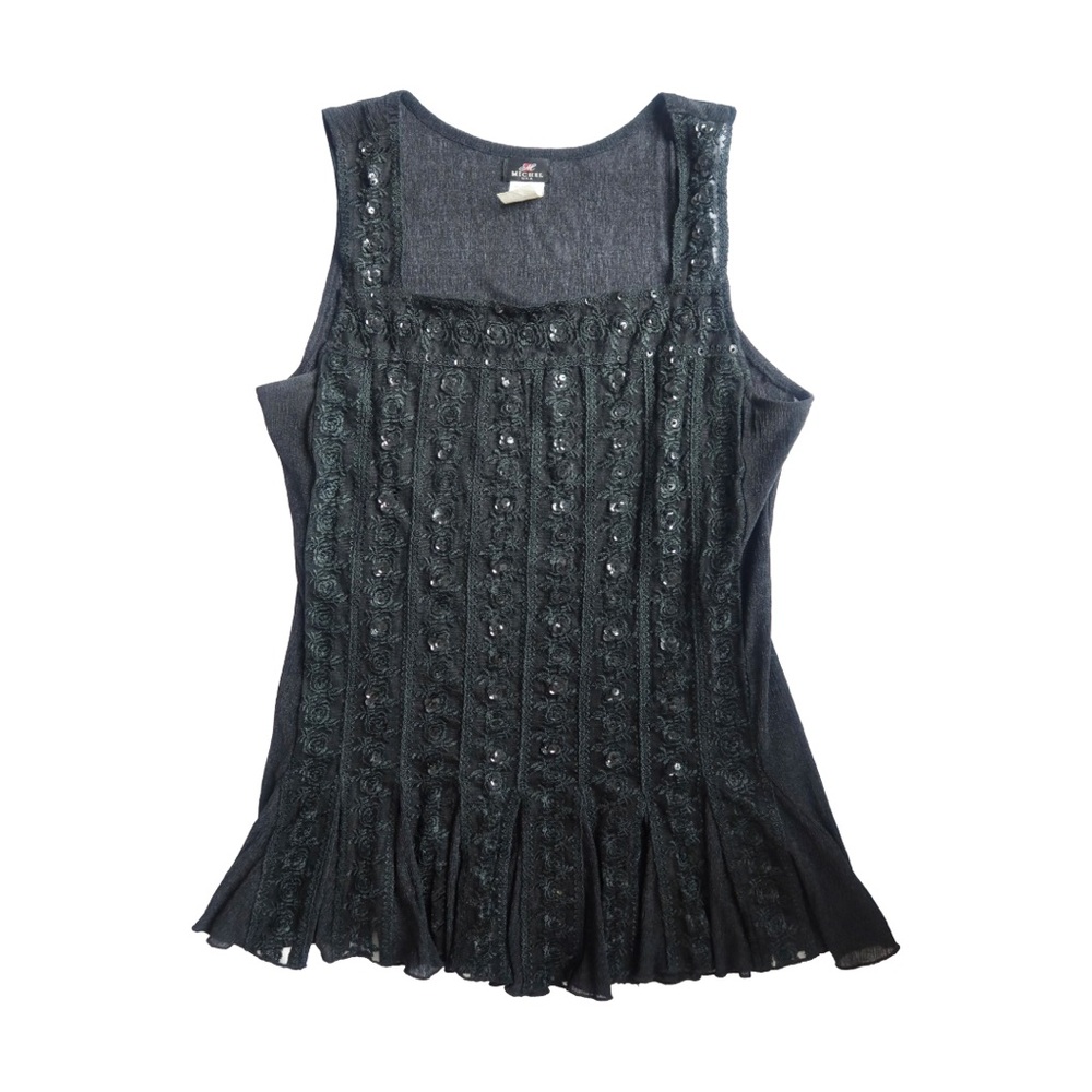Michel USA Black Sequin Blouse